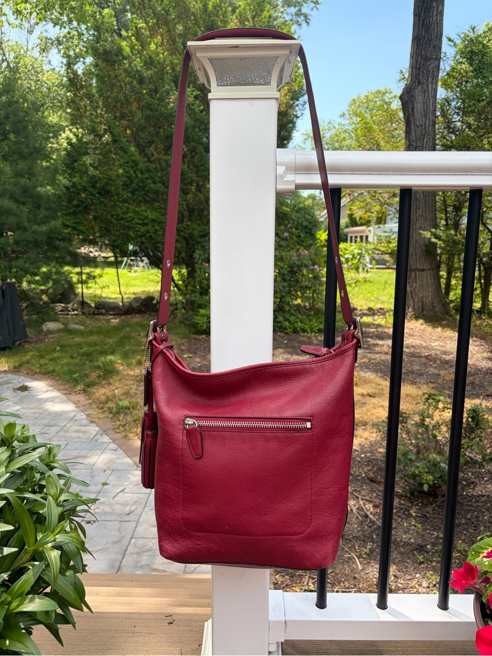 Coach Pebble Leather Shoulder Bag in Burgundy - Picture 2 of 3